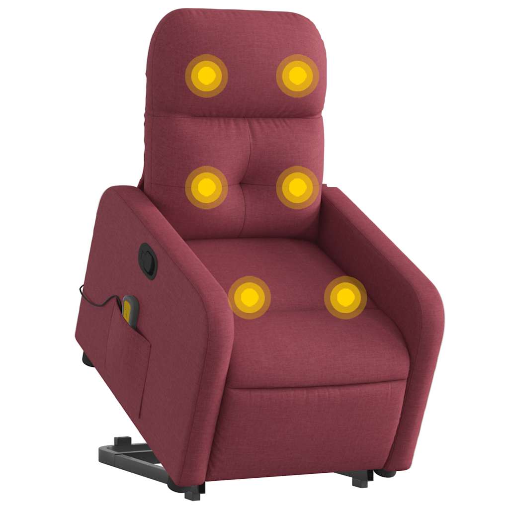 Massagesessel mit Aufstehhilfe Weinrot Stoff