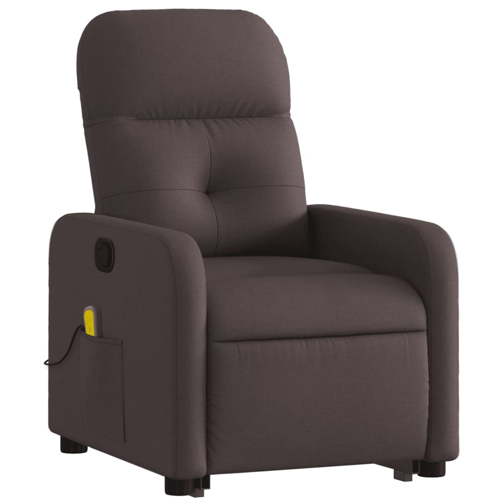 Massage chair with stand-up aid dark brown fabric