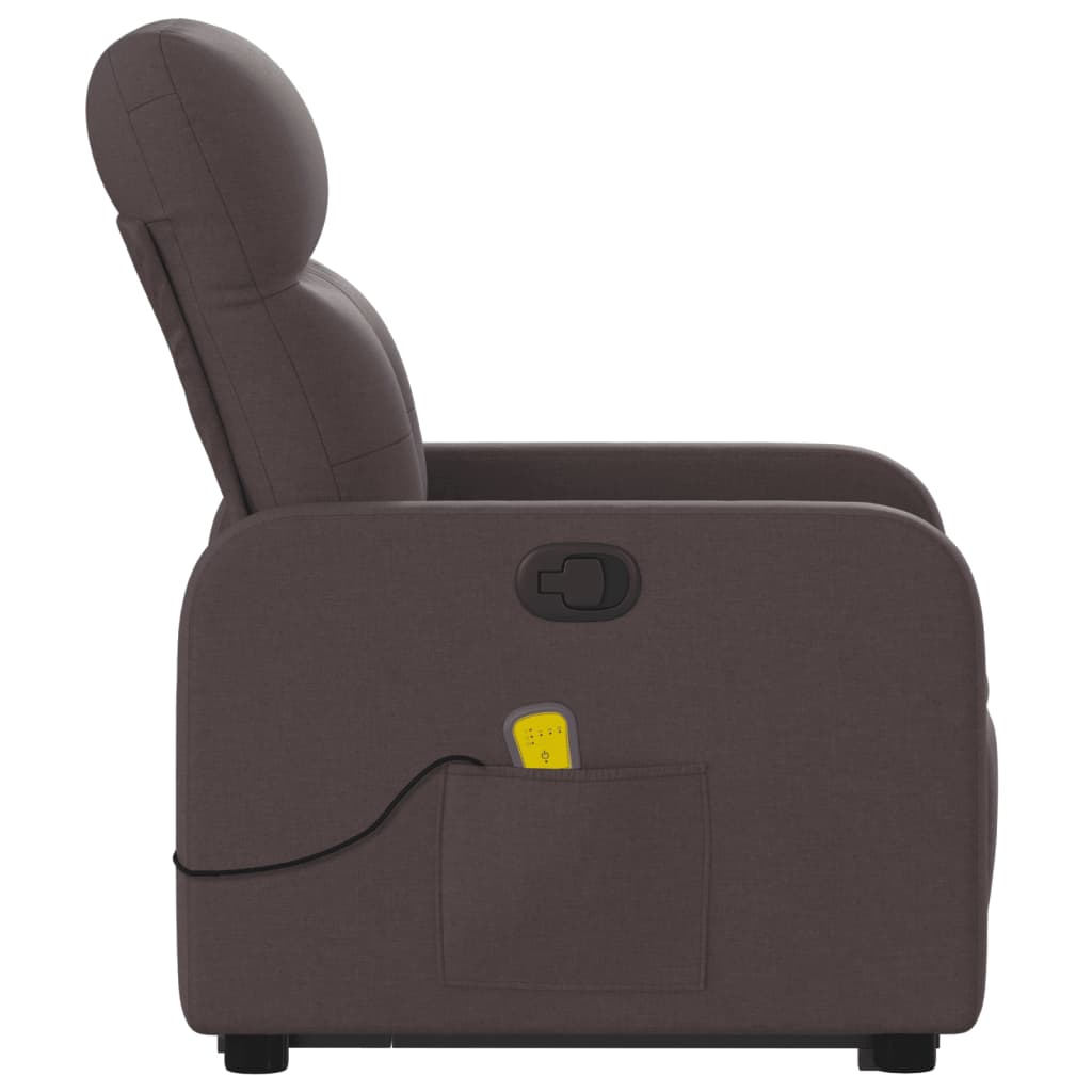 Massage chair with stand-up aid dark brown fabric