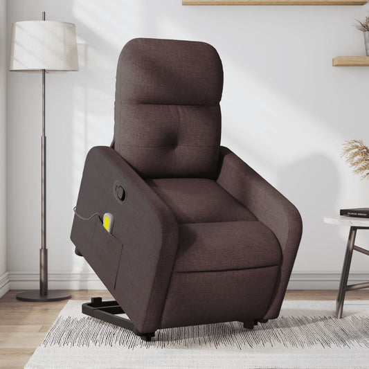 Massage chair with stand-up aid dark brown fabric