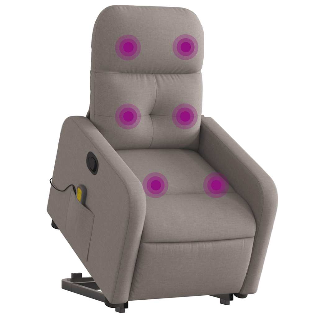 Massagesessel mit Aufstehhilfe Taupe Stoff