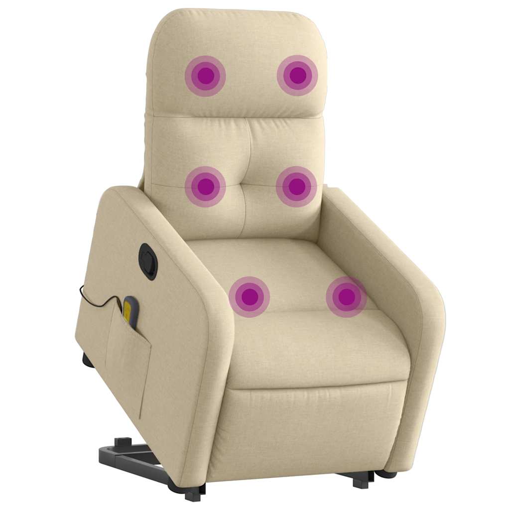 Massagesessel mit Aufstehhilfe Creme Stoff
