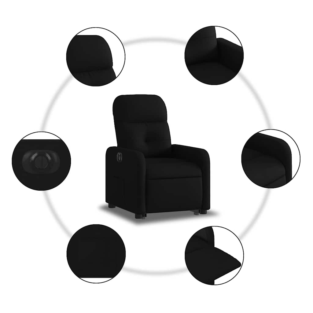 Relaxsessel mit Aufstehhilfe Elektrisch Schwarz Stoff