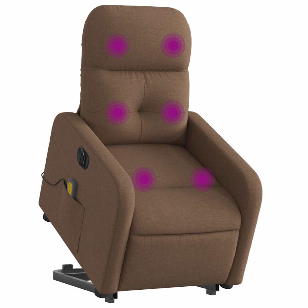 Elektrischer Massagesessel mit Aufstehhilfe Braun Stoff