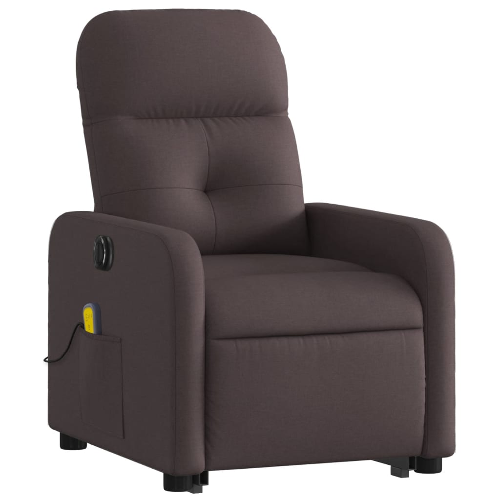 Fauteuil de massage électrique avec aide à la verticalisation, tissu marron foncé