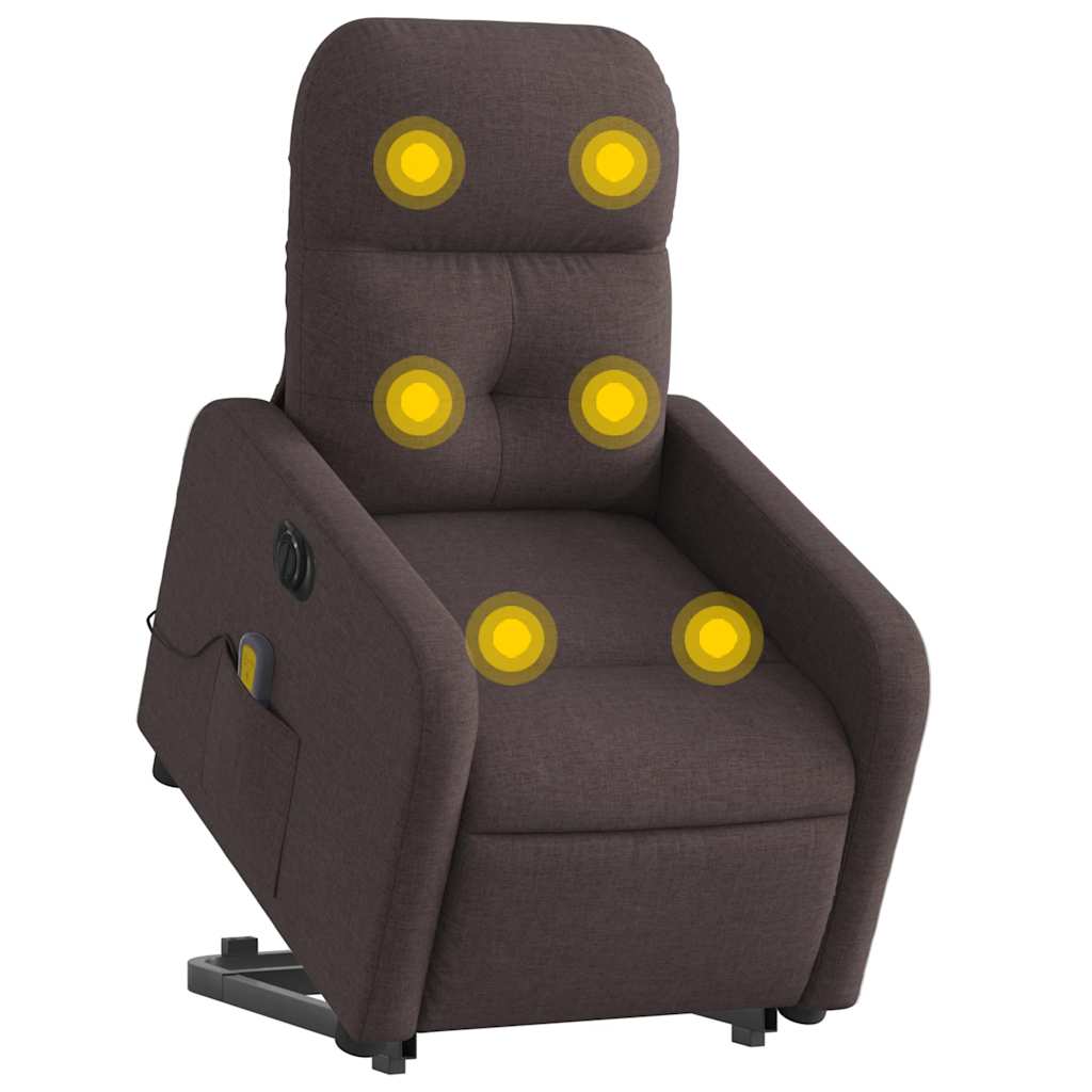 Elektrischer Massagesessel mit Aufstehhilfe Dunkelbraun Stoff