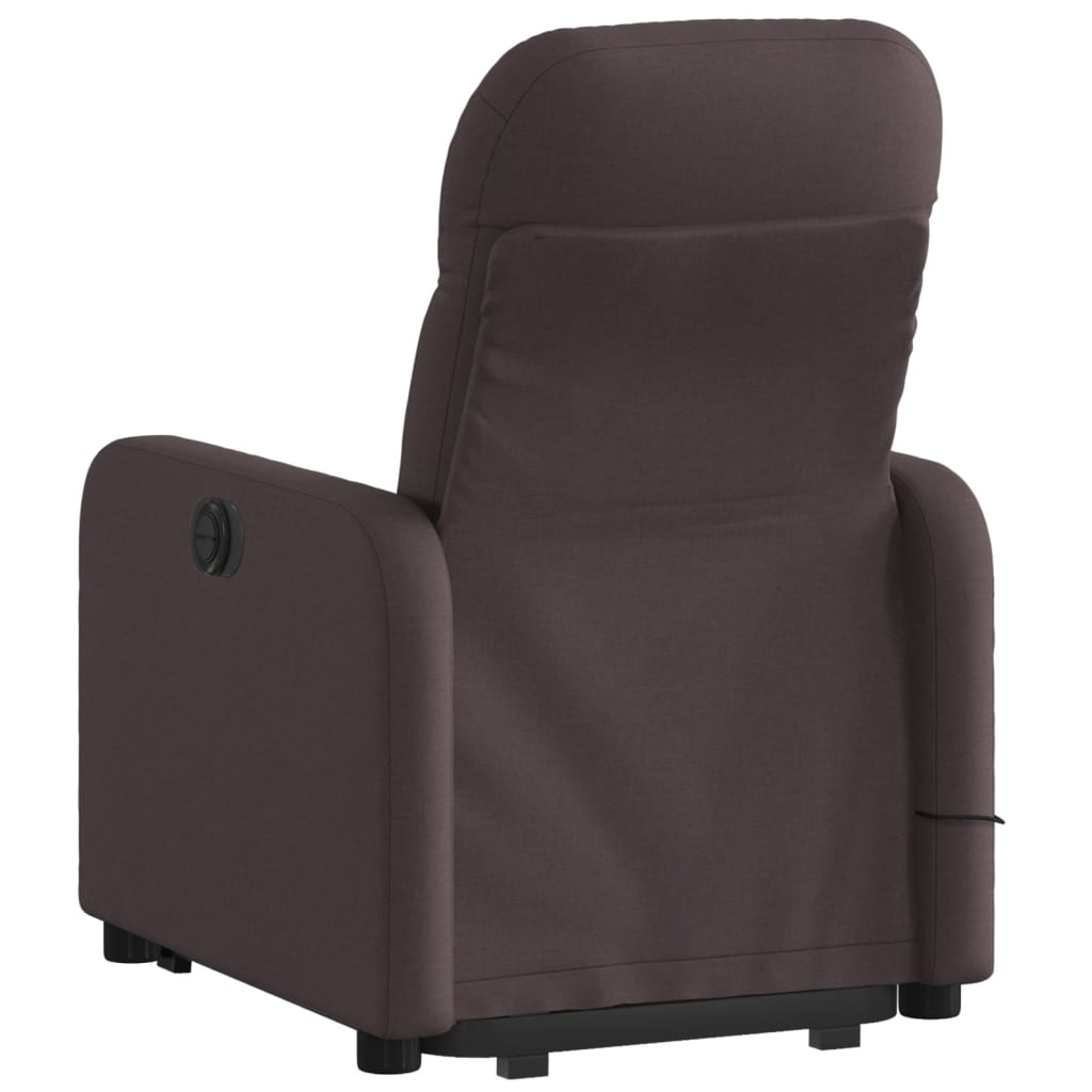 Fauteuil de massage électrique avec aide à la verticalisation, tissu marron foncé
