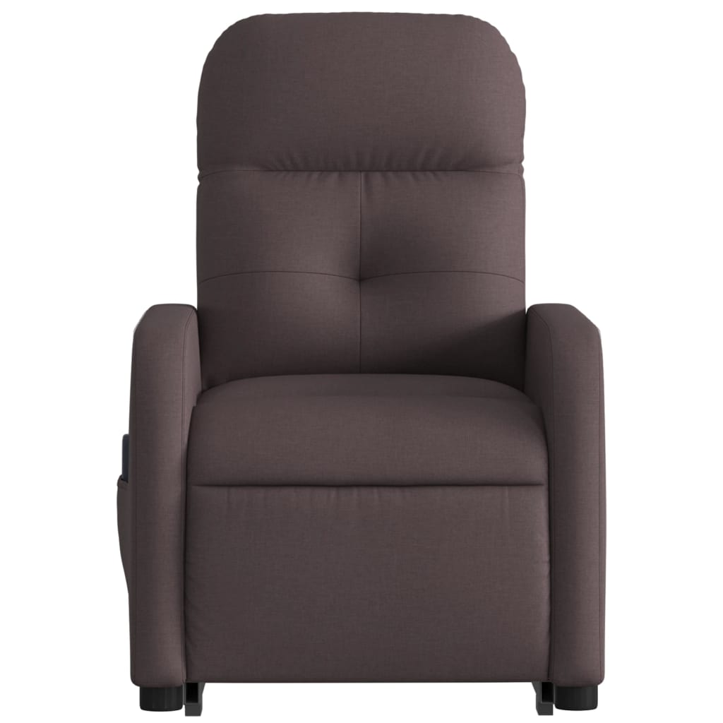 Fauteuil de massage électrique avec aide à la verticalisation, tissu marron foncé