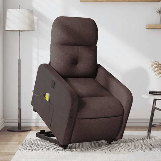 Fauteuil de massage électrique avec aide à la verticalisation, tissu marron foncé