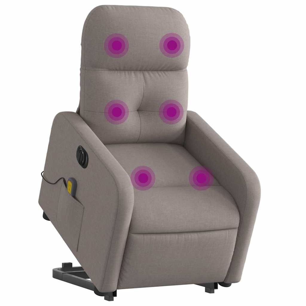 Elektrischer Massagesessel mit Aufstehhilfe Taupe Stoff