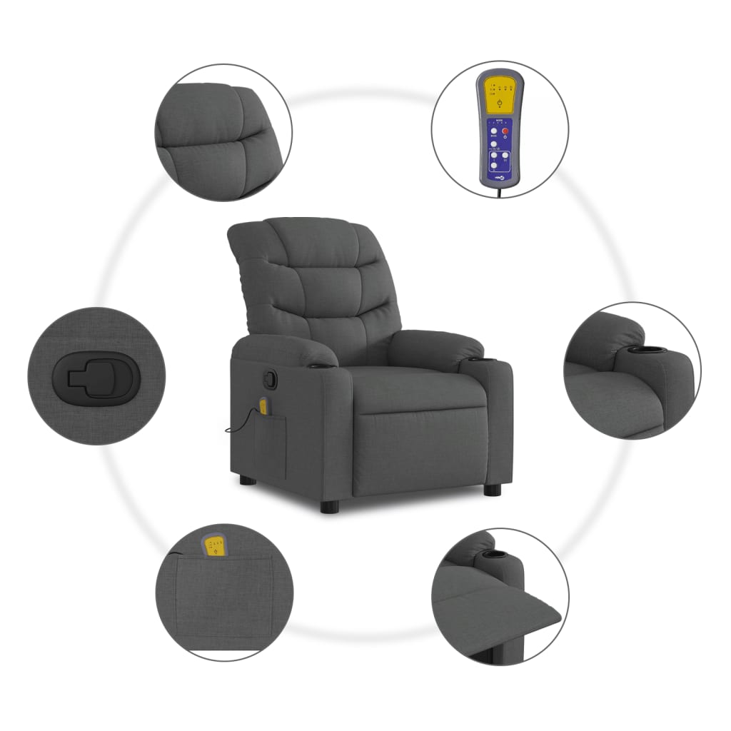 Massage-Relaxsessel, Stoff, Dunkelgrau