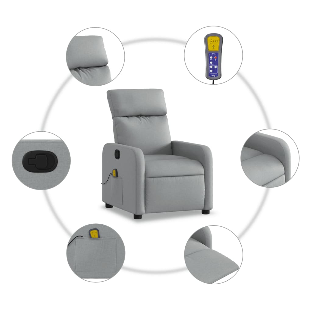 Massage-Relaxsessel Hellgrau Stoff