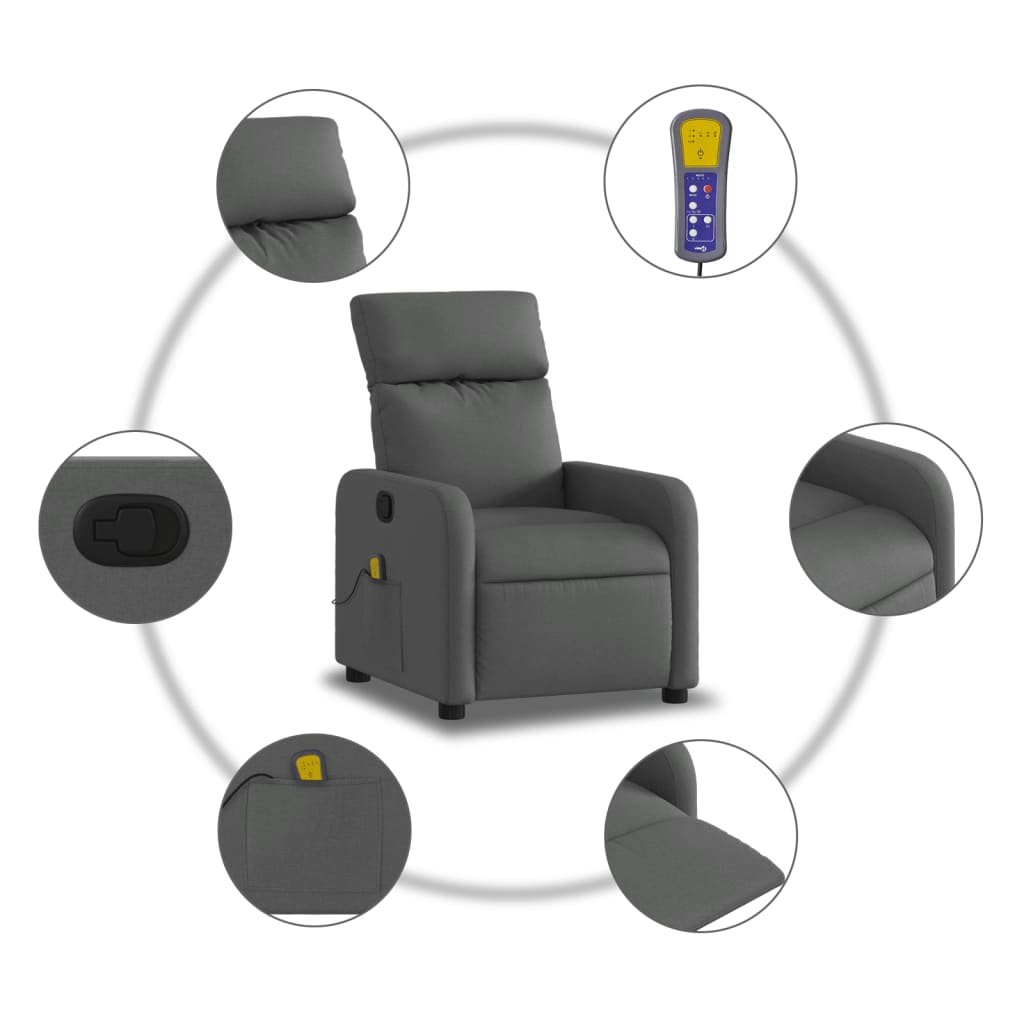 Massage-Relaxsessel, Stoff, Dunkelgrau