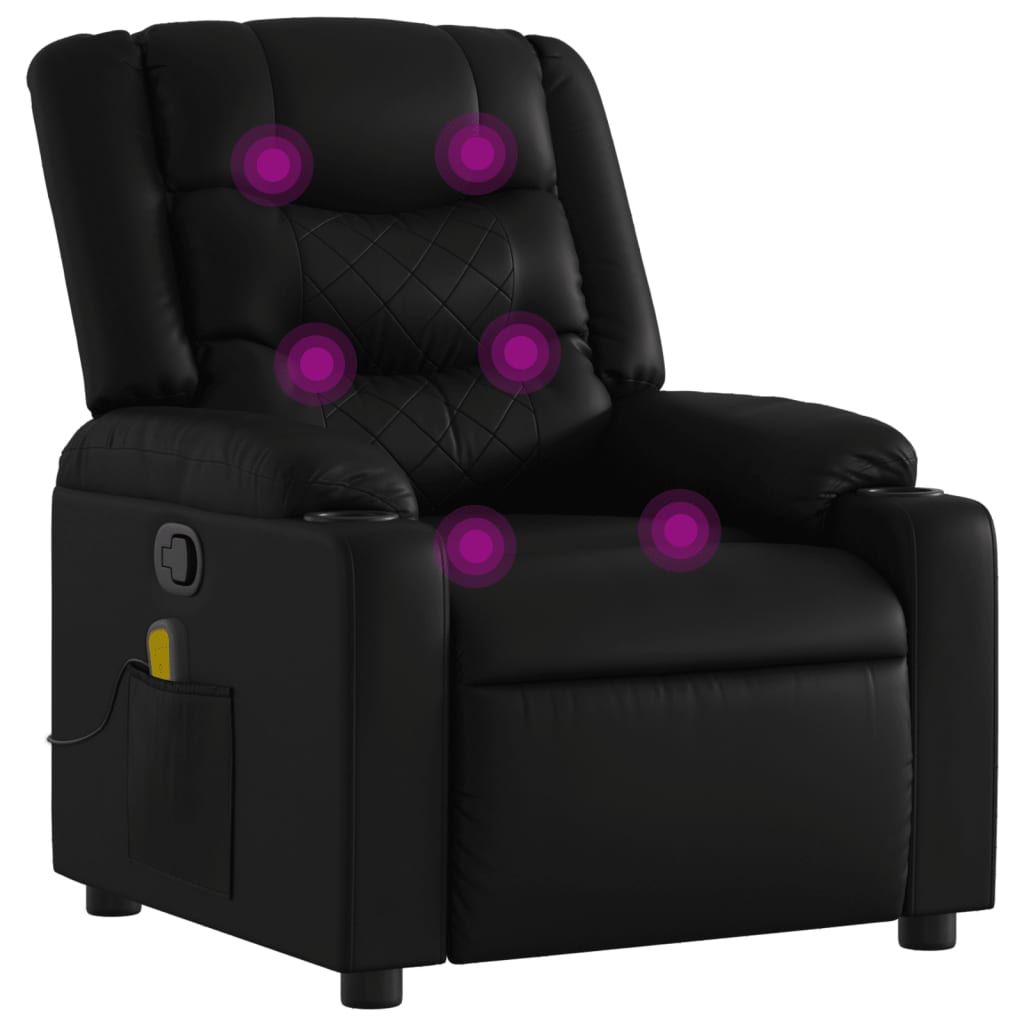 Massage-Relaxsessel, Kunstleder, Schwarz