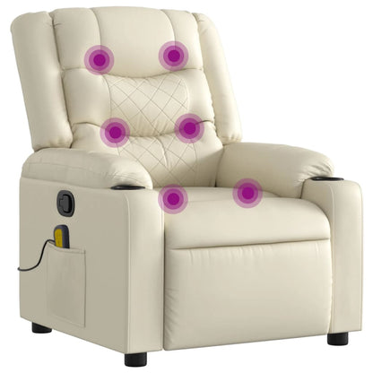 Massagesessel mit Relaxfunktion, Kunstleder, Creme