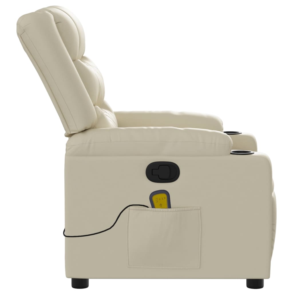 Massagesessel mit Relaxfunktion, Kunstleder, Creme