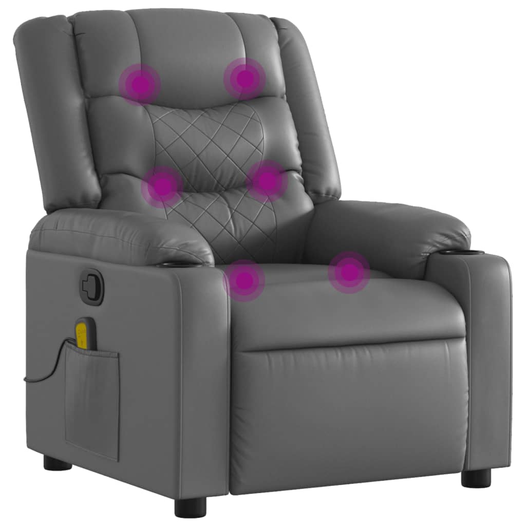 Massagesessel Relaxsessel Grau Kunstleder
