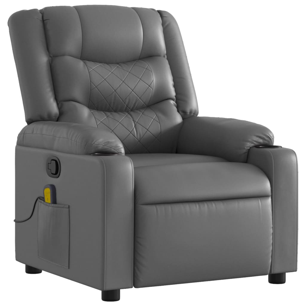 Massagesessel Relaxsessel Grau Kunstleder