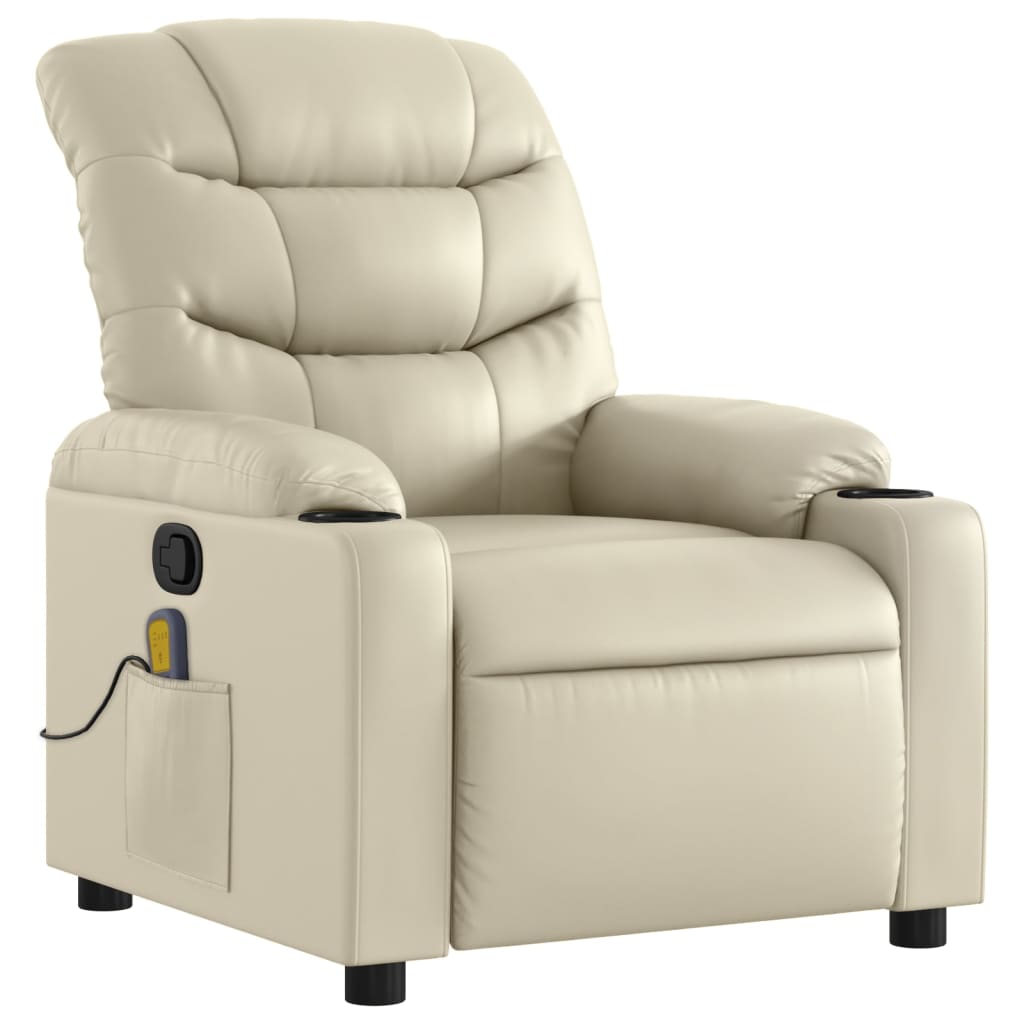 Massagesessel mit Relaxfunktion, Kunstleder, Creme