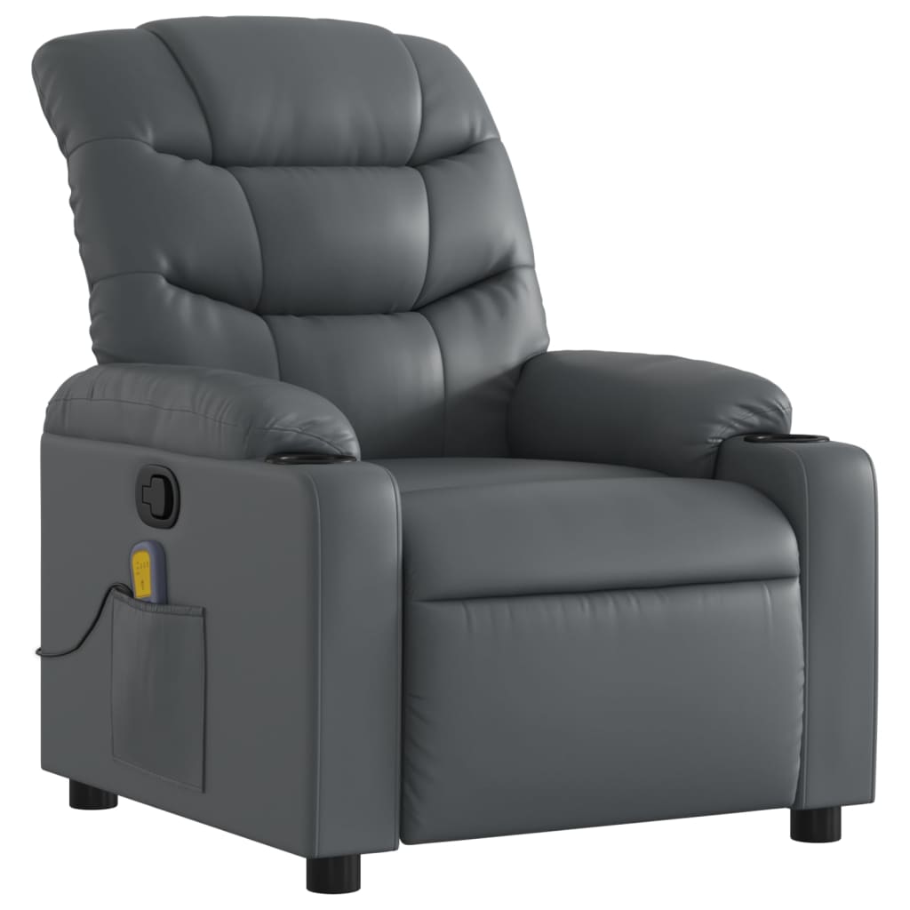 Massagesessel Relaxsessel Grau Kunstleder