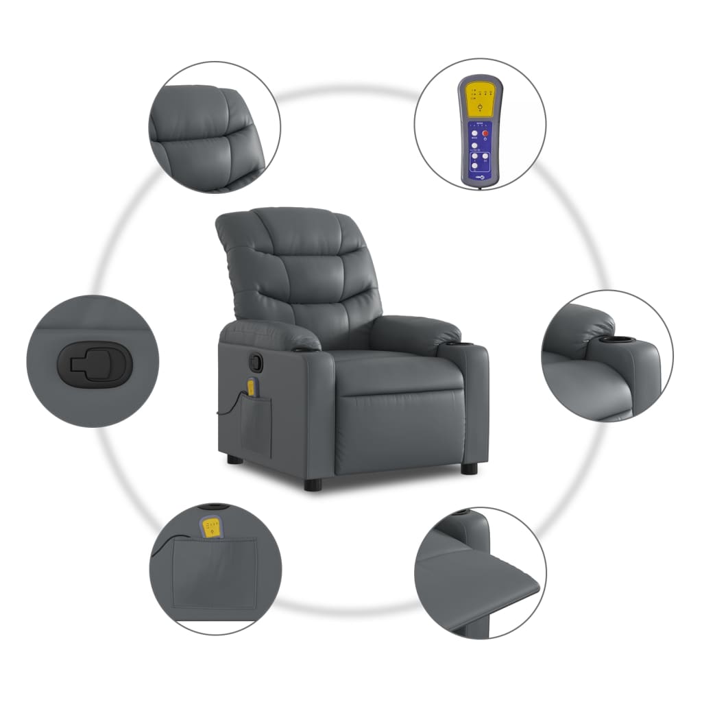 Massagesessel Relaxsessel Grau Kunstleder