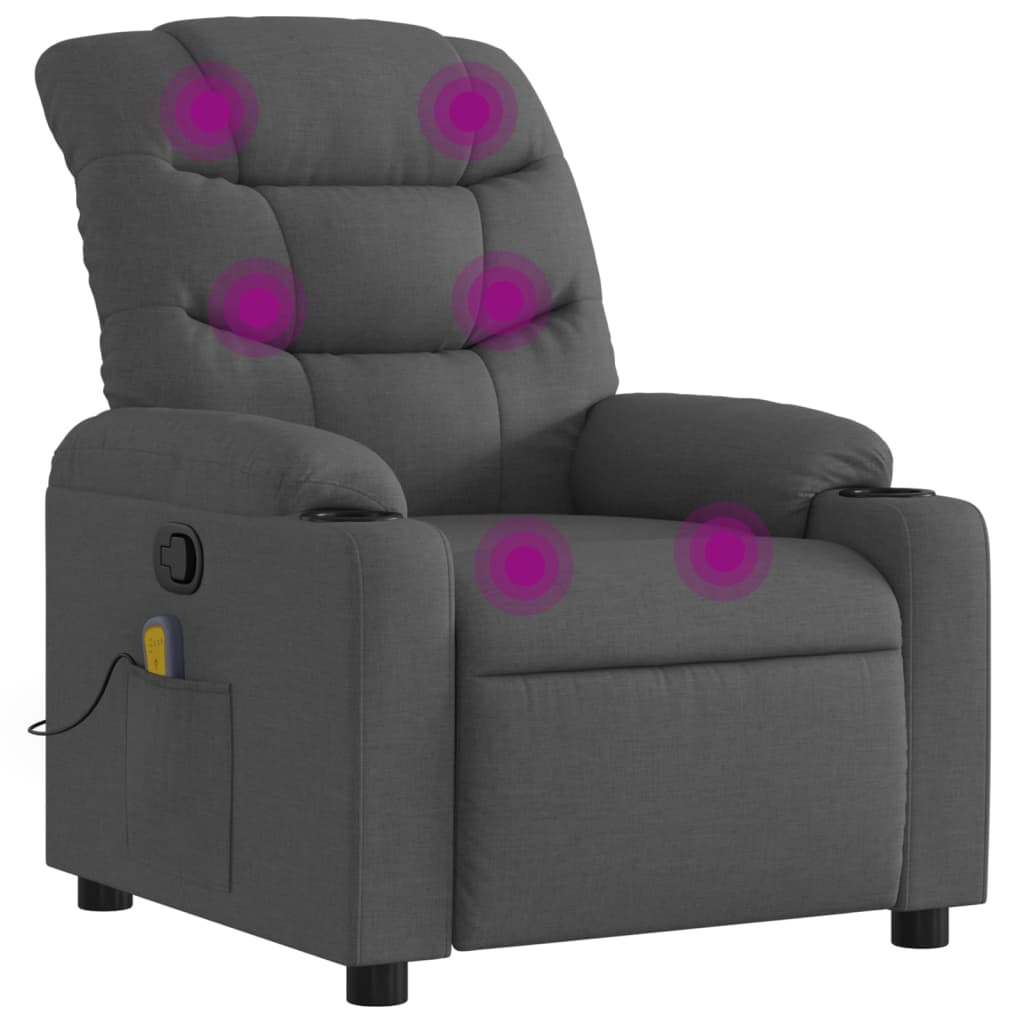Massage-Relaxsessel, Stoff, Dunkelgrau