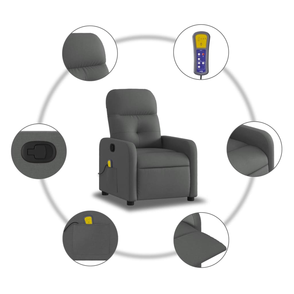 Massage-Relaxsessel, Stoff, Dunkelgrau