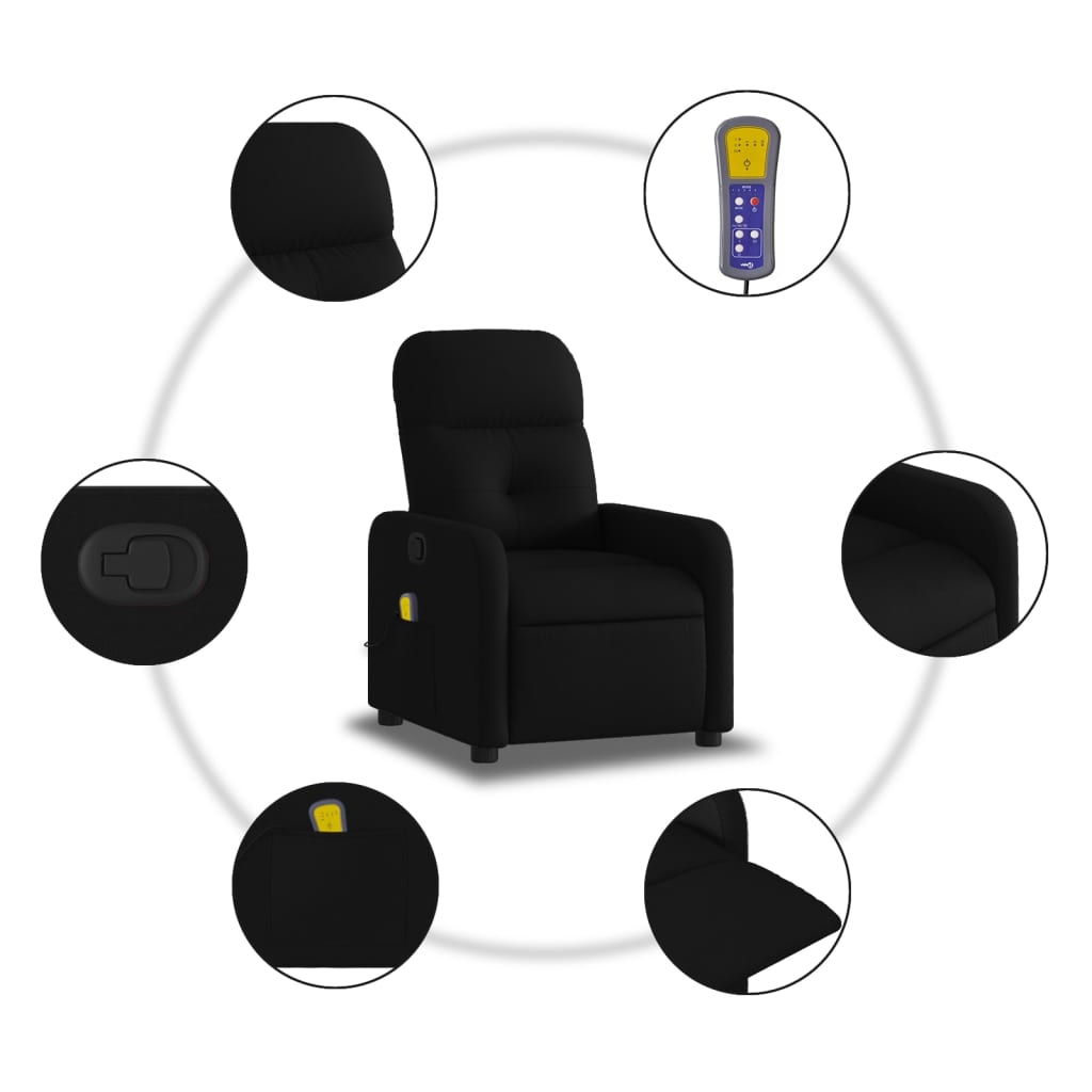 Massage-Relaxsessel, schwarzer Stoff
