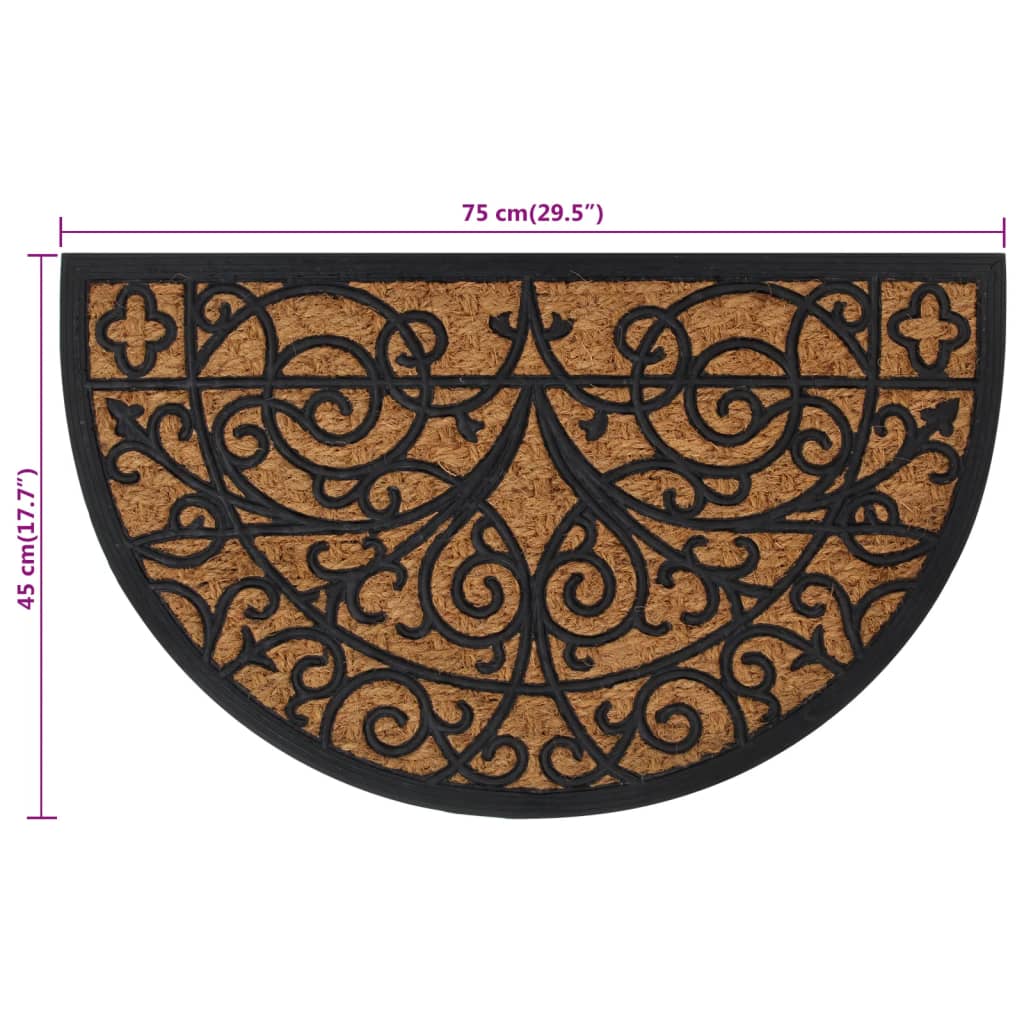 Fußmatte Halbrund 45x75 cm Gummi und Kokosfaser