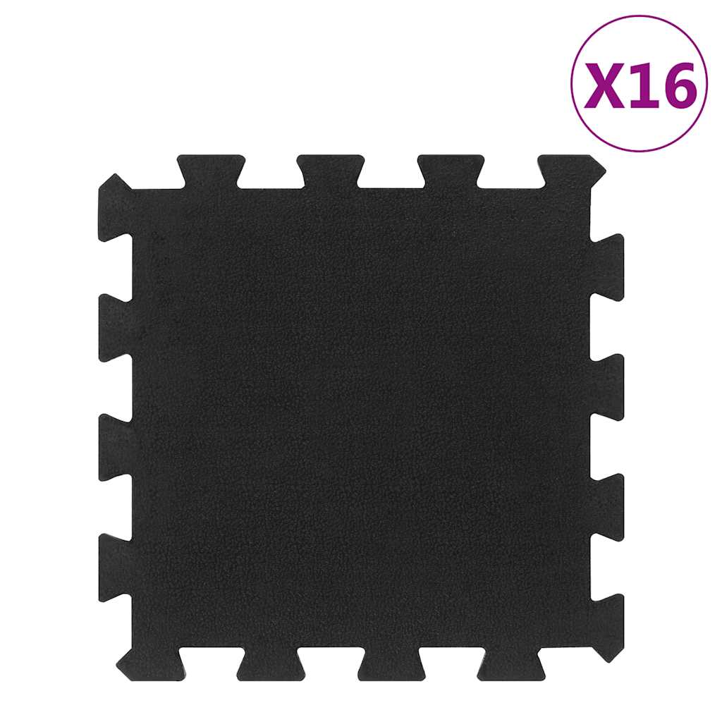 Bodenfliesen aus Gummi 16 Stk. Schwarz 16 mm 30x30 cm