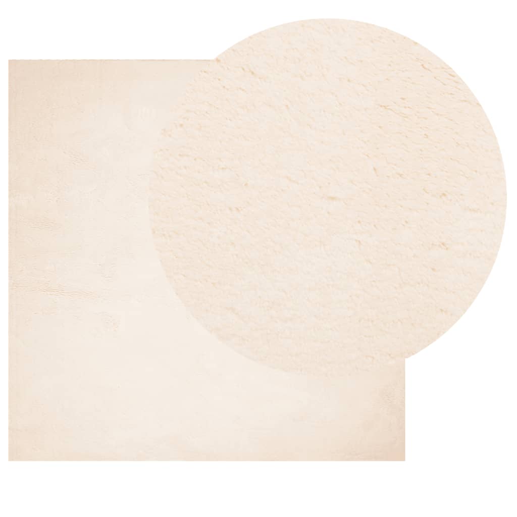 Teppich HUARTE Kurzflor Weich und Waschbar Beige 120x120 cm
