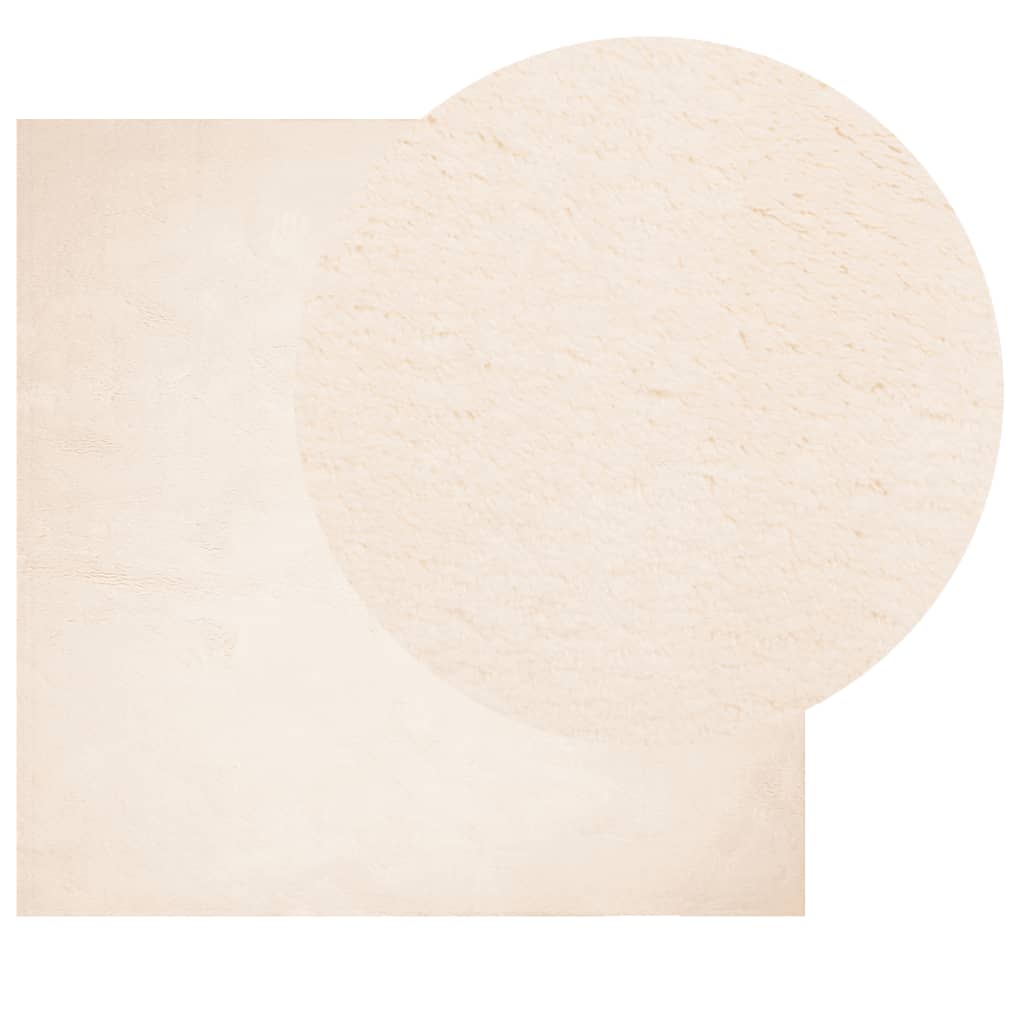 Teppich HUARTE Kurzflor Weich und Waschbar Beige 160x160 cm