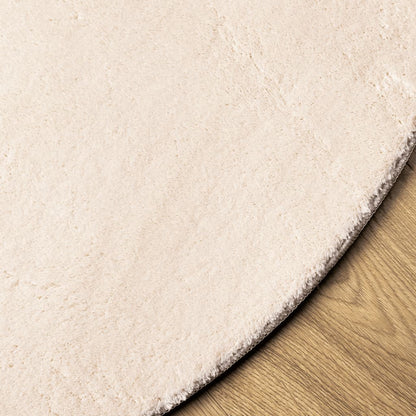 Teppich HUARTE Kurzflor Weich und Waschbar Beige Ø 120 cm