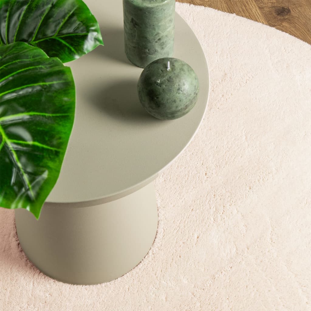 Carpet HUARTE Short Pile Soft and Washable Beige Ø 120 cm