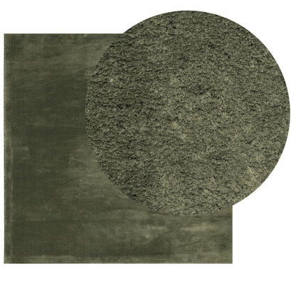 Rug HUARTE Green 160 x 160 cm 100% Polyester Flach Waschbar