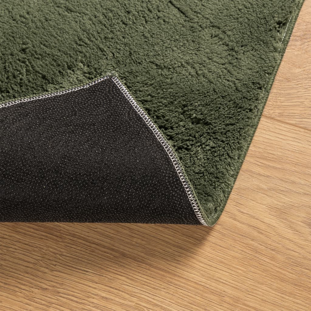 Rug HUARTE Green 160 x 160 cm 100% Polyester Flach Waschbar