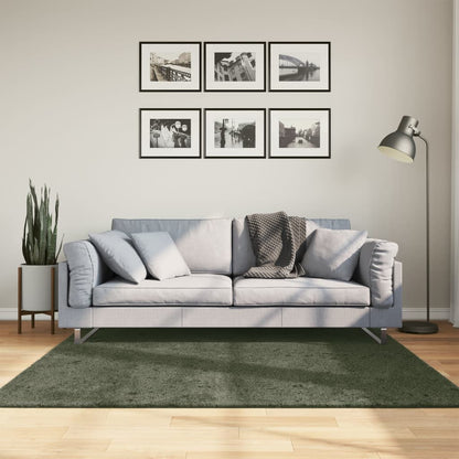 Rug HUARTE Green 160 x 160 cm 100% Polyester Flach Waschbar