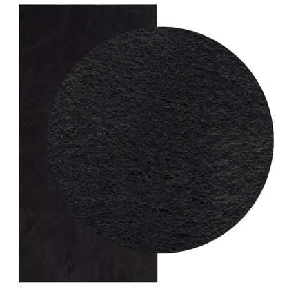 Teppich HUARTE Kurzflor Weich und Waschbar Schwarz 100x200 cm