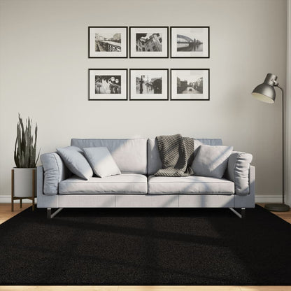 Teppich HUARTE Kurzflor Weich und Waschbar Schwarz 200x200 cm