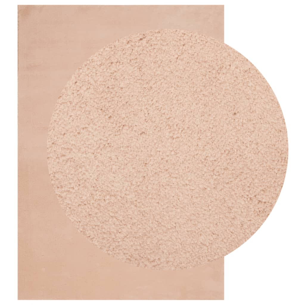 Teppich HUARTE Kurzflor Weich und Waschbar Blassrosa 140x200 cm
