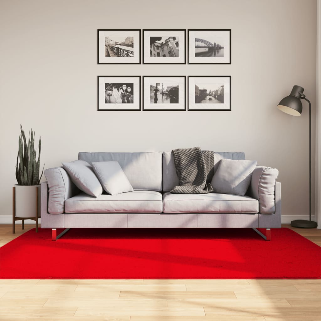 Carpet HUARTE Short Pile Soft and Washable Red 140x200 cm