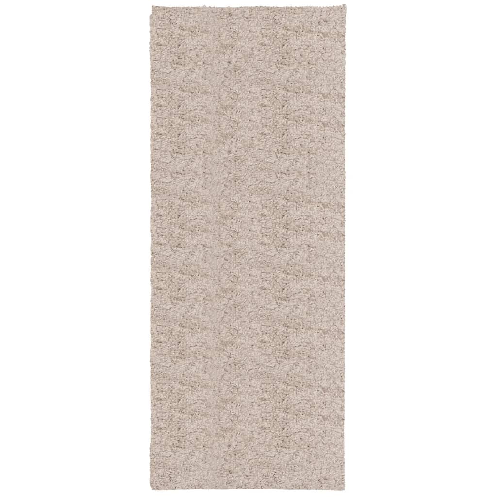 Tapis shaggy PAMPLONA poils longs moderne beige 80x200 cm