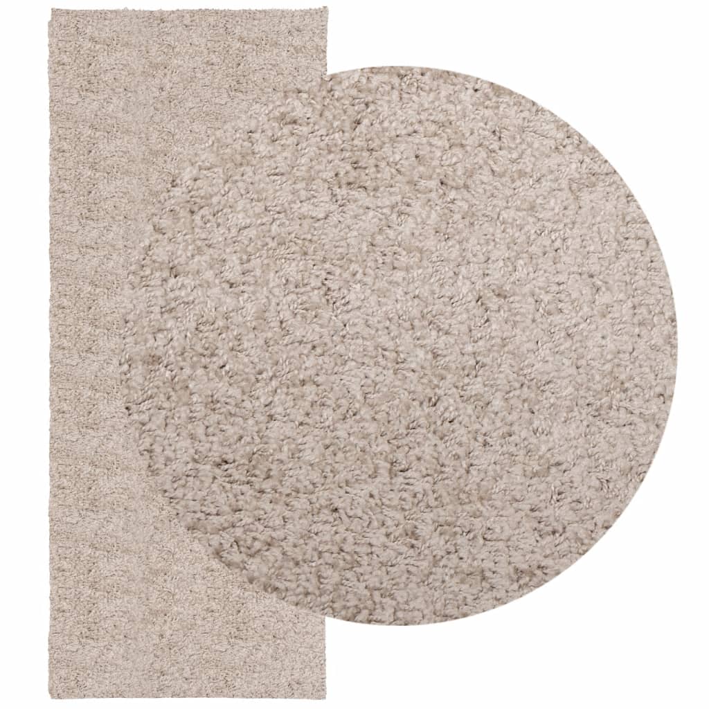 Tapis shaggy PAMPLONA poils longs moderne beige 80x200 cm