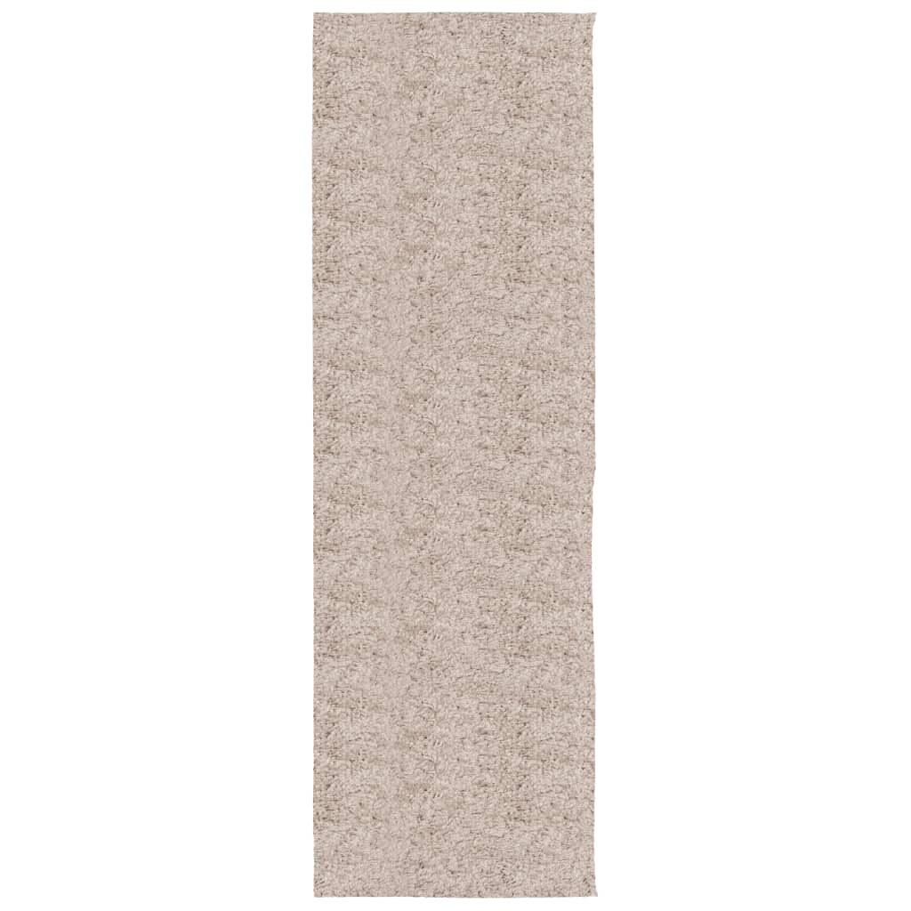 Tapis shaggy PAMPLONA poils longs moderne beige 80x250 cm