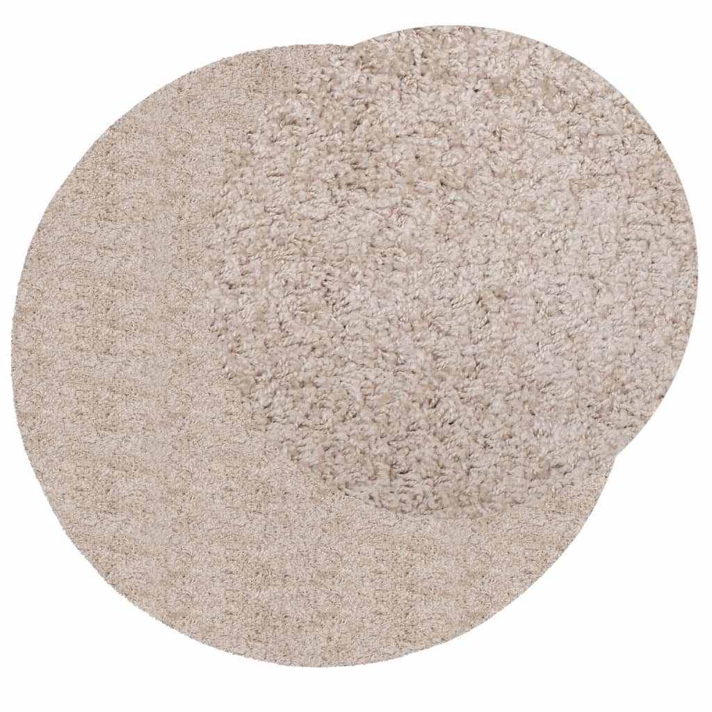 Tapis shaggy PAMPLONA poils longs moderne beige Ø 80 cm