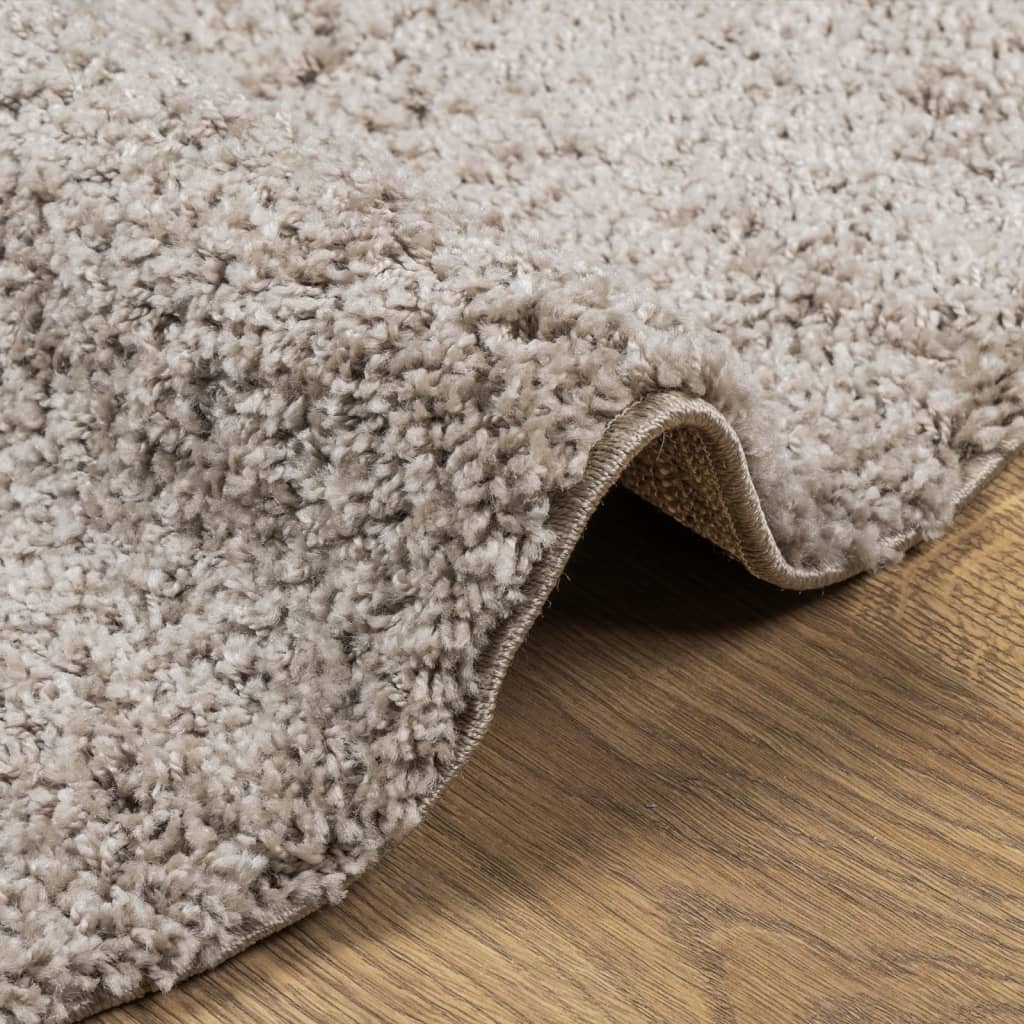 Shaggy-Teppich PAMPLONA Hochflor Modern Beige Ø 80 cm