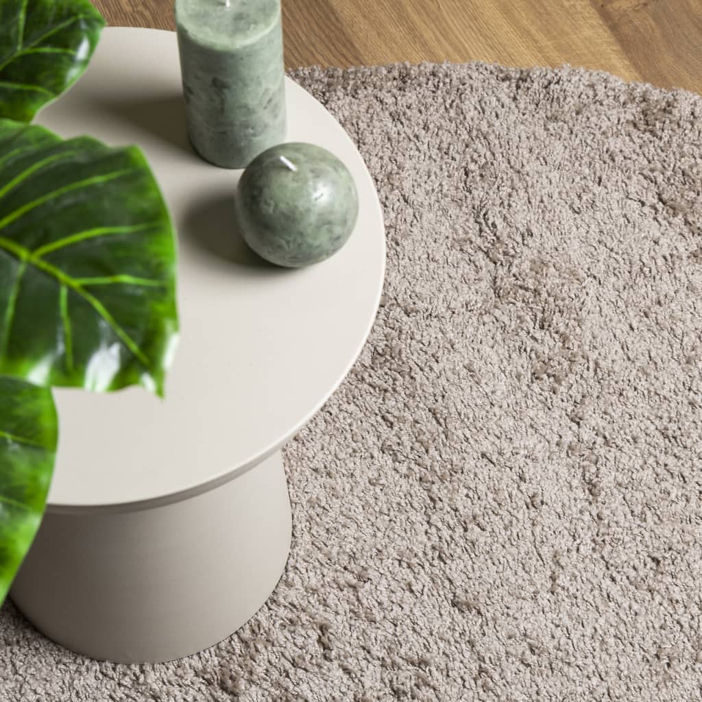Shaggy-Teppich PAMPLONA Hochflor Modern Beige Ø 120 cm