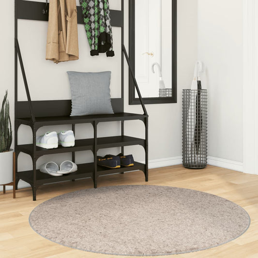 Shaggy-Teppich PAMPLONA Hochflor Modern Beige Ø 120 cm