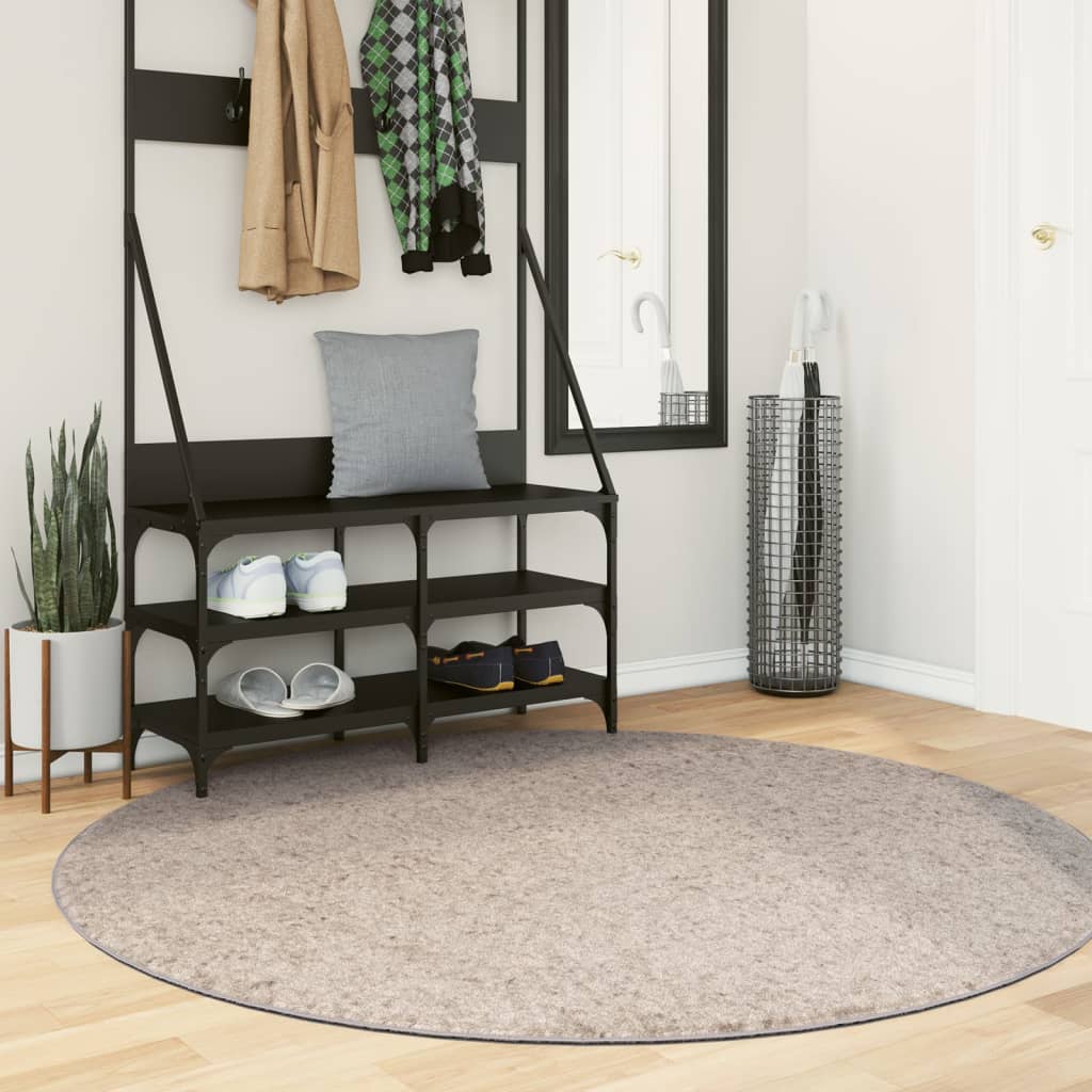 Shaggy-Teppich PAMPLONA Hochflor Modern Beige Ø 160 cm