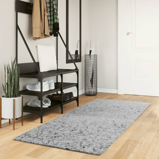 Shaggy-Teppich PAMPLONA Hochflor Modern Grau 80x200 cm